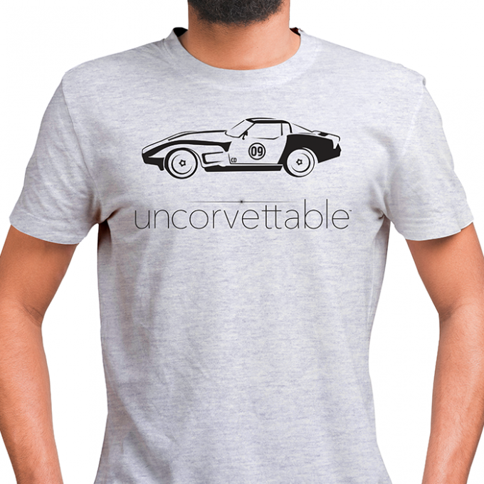 Corvette Depot Uncorvettable Unisex Tee, with 3rd Generation Corvette, Ash Gray