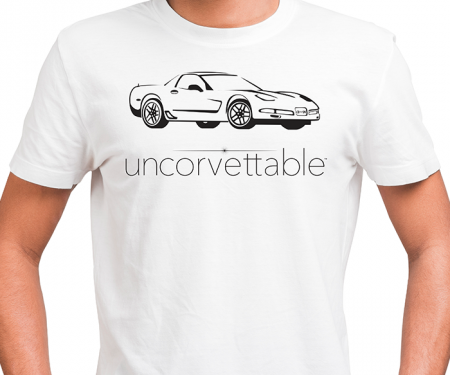 Corvette Depot Uncorvettable Unisex Tee, with 5th Generation Corvette, White