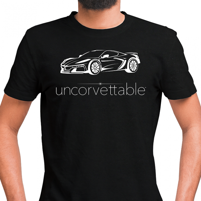 Corvette Depot Uncorvettable Unisex Tee, with 8th Generation Corvette, Black
