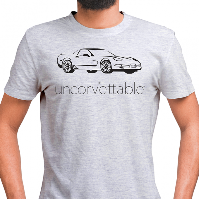 Corvette Depot Uncorvettable Unisex Tee, with 5th Generation Corvette, Ash Gray