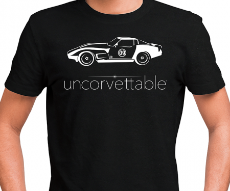 Corvette Depot Uncorvettable Unisex Tee, with 3rd Generation Corvette, Black