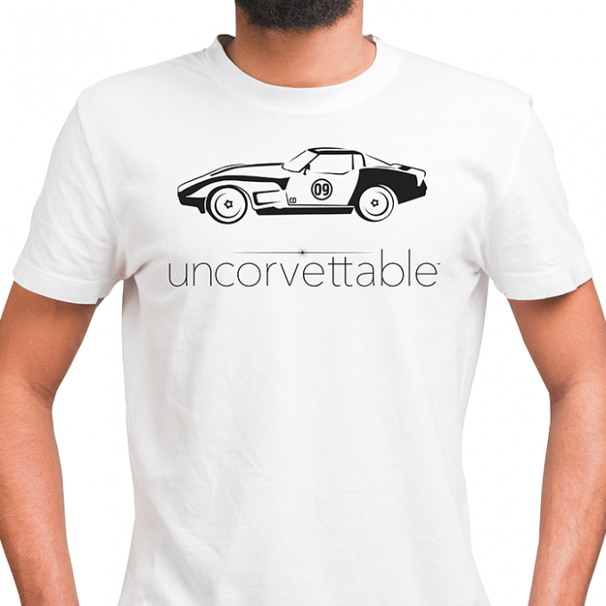 Corvette Depot Uncorvettable Unisex Tee, with 3rd Generation Corvette, White