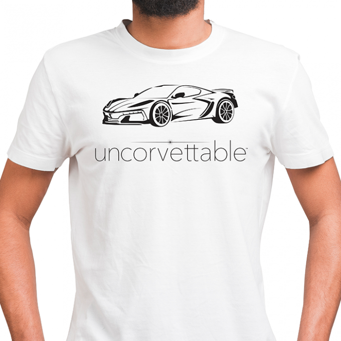 Corvette Depot Uncorvettable Unisex Tee, with 8th Generation Corvette, White