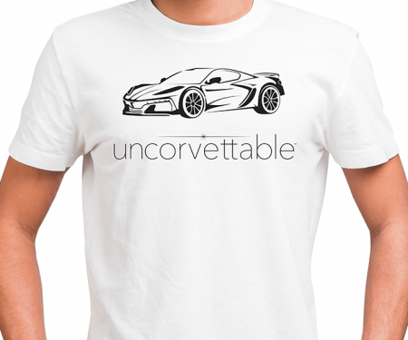 Corvette Depot Uncorvettable Unisex Tee, with 8th Generation Corvette, White