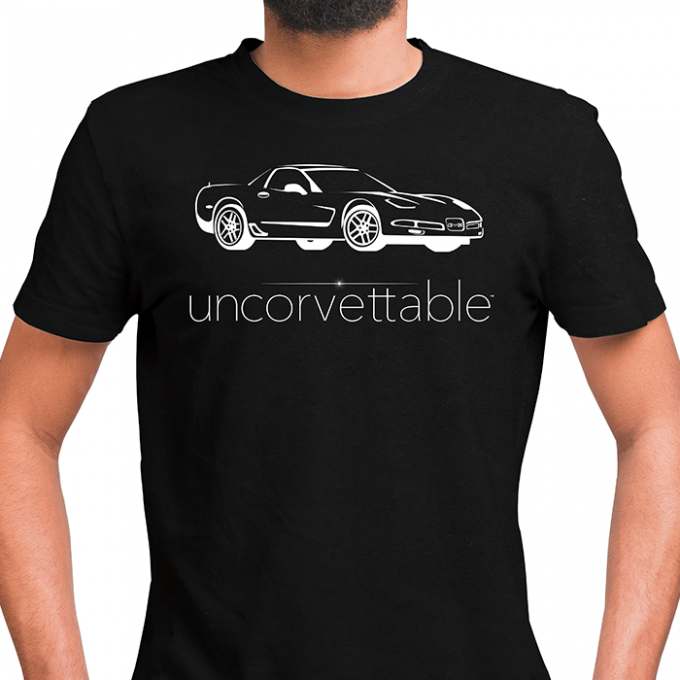 Corvette Depot Uncorvettable Unisex Tee, with 5th Generation Corvette, Black