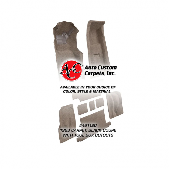 Corvette Carpet, Black Coupe with Tool Box   20, 1963