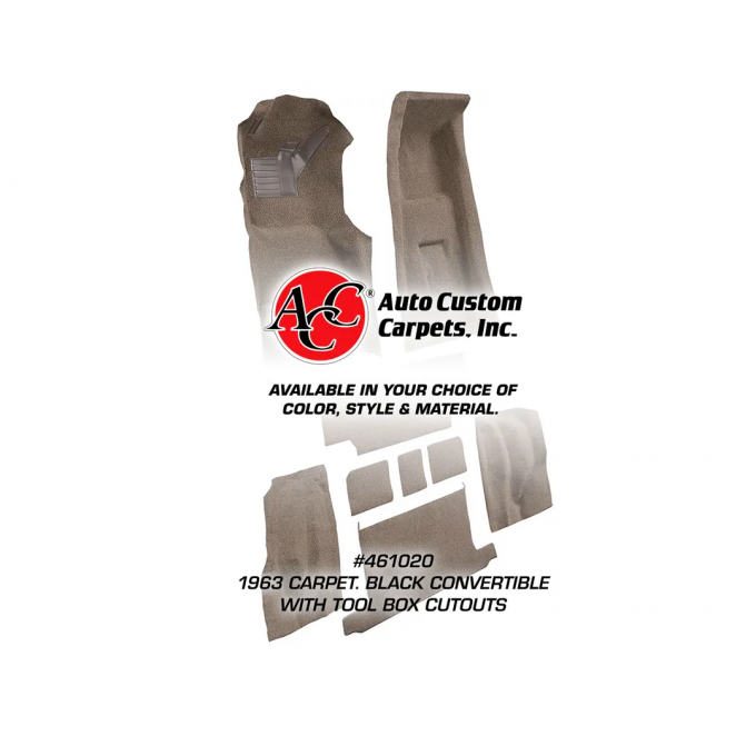 Corvette Carpet, Black Convertible with Tool Box    20, 1963