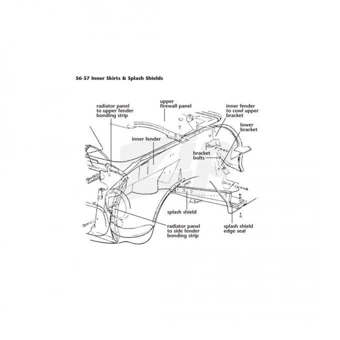 Corvette Inner Skirt, Right, 1955-1957