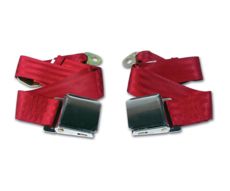 Corvette Seat Belts, Chrome Lift Red, 1963-1967