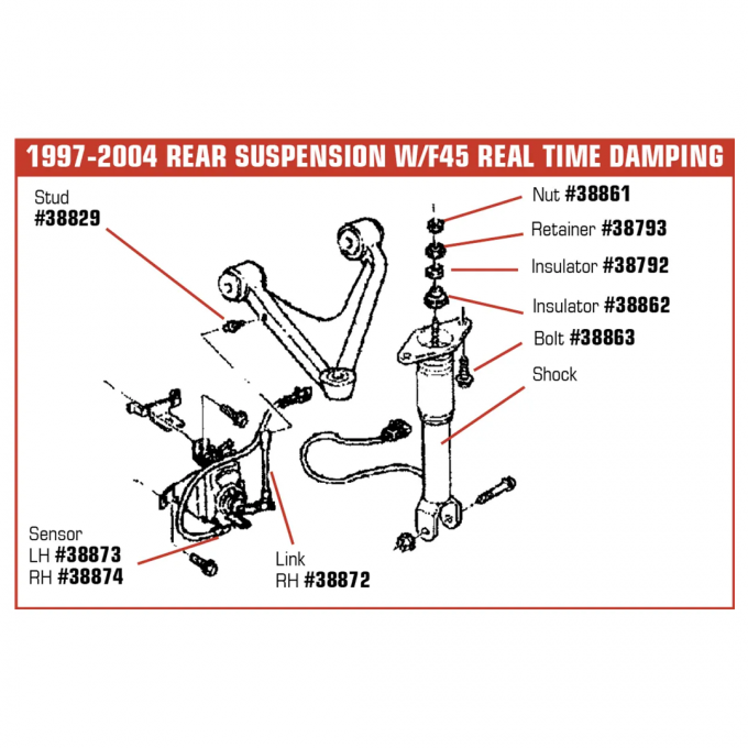 Corvette Position Sensor Link, Rear Right with F45, 1997-2004