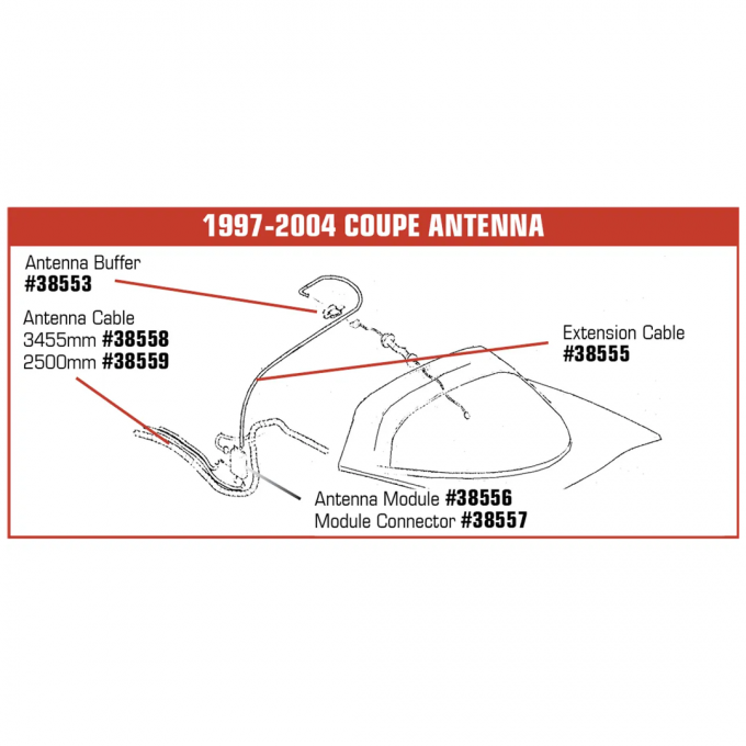 Corvette Antenna Cable, 3455 Mm, 1997-2004