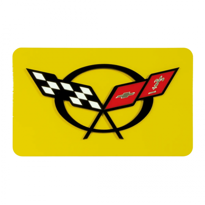 Corvette Exhaust Plate, Millenium Yellow with C5 Logo, 2000-2004