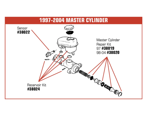 Corvette Master Cylinder Repair Kit, 1997