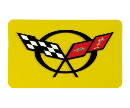 Corvette Exhaust Plate, Millenium Yellow with C5 Logo, 2000-2004