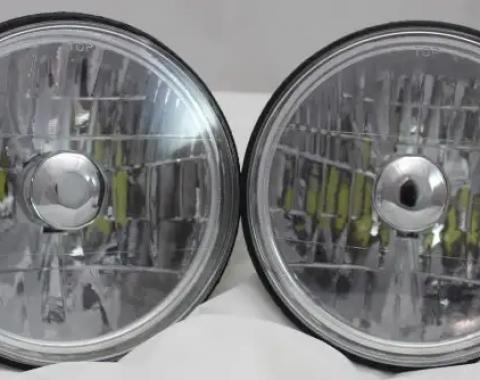 RedLine LumTronix 7 Inch Round White Diamond No Halo Headlights with NovaStar GX LED Bulb, Pair HH-001LED