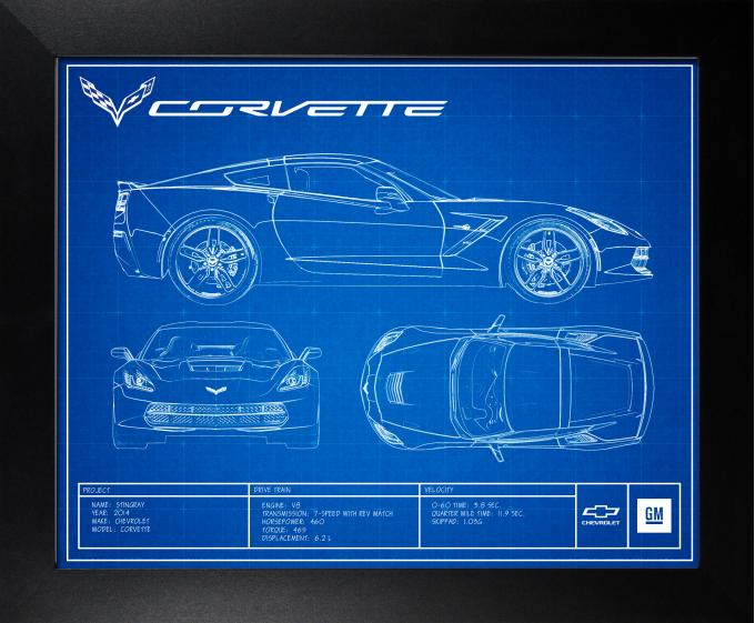 C7 Corvette Framed Blueprint