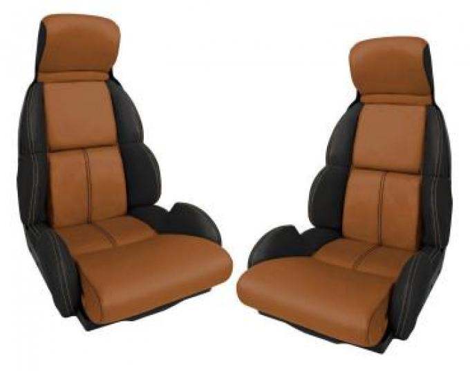 Corvette Mounted Leather Seat Covers, Two Tone Standard, 1989-1992