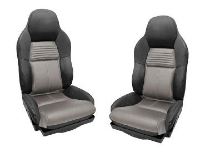 CA 1994-1996 Chevrolet Corvette Mounted Leather Seat Covers Black / Gray 2 Tone Standard 45091