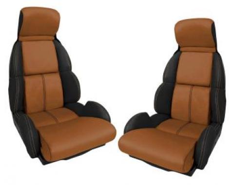 Corvette Mounted Leather Seat Covers, Two Tone Standard, 1989-1992