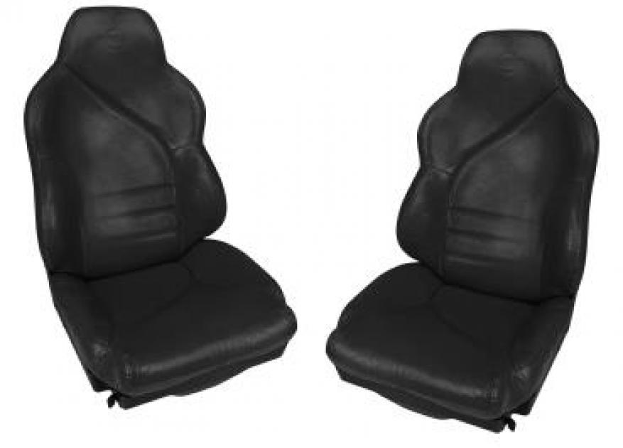 1994-1996 Corvette Mounted 100% Leather Standard Seat Covers - Black /Gray 2-Tone - CA main image 1