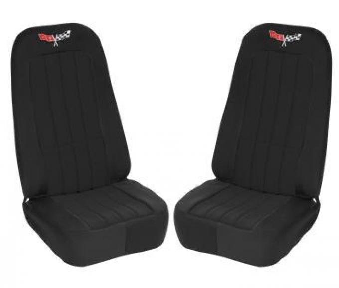 Corvette Neoprene Seat Covers, with 1977, 1979 Crossed Nose Emblem, 1970-1978