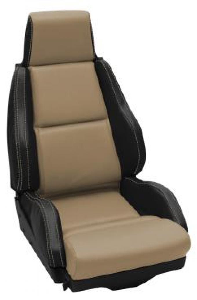 CA 1984-1987 Chevrolet Corvette Custom 100% Leather Seat Covers Sport Black & Saddle 44233