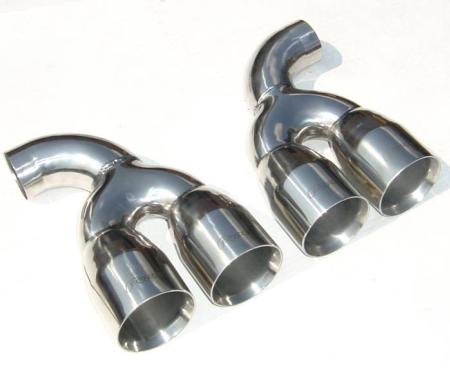 Pypes Exhaust Tail Pipe Tip Set 97-04 C5 Corvette Quad Round Clamp On Hardware Not Incl Polished 304 Stainless Steel Pair Exhaust EVT157