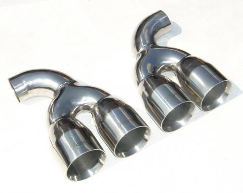 Pypes Exhaust Tail Pipe Tip Set 97-04 C5 Corvette Quad Round Clamp On Hardware Not Incl Polished 304 Stainless Steel Pair Exhaust EVT157