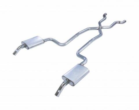 Pypes Crossmember Back w/X-Pipe Exhaust System 74-81 Corvette C3 Split Rear Dual Exit 2.5 in Intermediate And Tail Pipe Hardware/Tip Incl Muffler Not Incl Exhaust SCC10