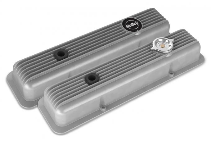 Holley Valve Covers, Muscle Series, Finned, SBC, Natural 241-134