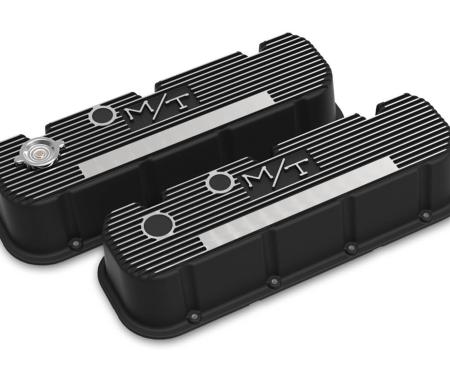 Holley Tall M/T Valve Covers for Big Block Chevy Engines, Satin Black Finish with Machined Fins/Logo 241-152