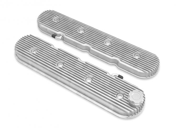 Holley Vintage Series Finned LS Valve Covers, Standard Height, Natural Cast 241-130