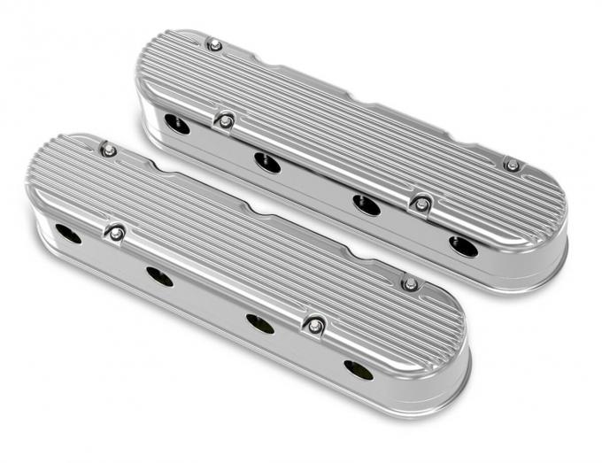 Holley 2-Piece Finned Valve Cover, Gen III/IV LS, Polished 241-181