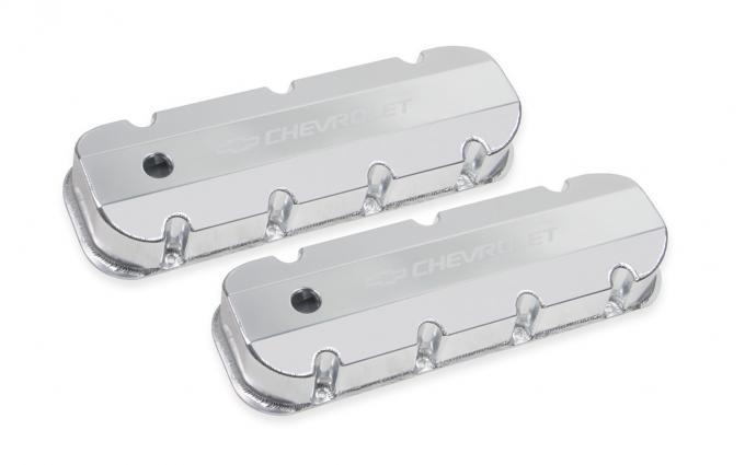 Holley GM Licensed Valve Cover, Track Series, BBC, Fabricated Aluminum, Silver 241-280