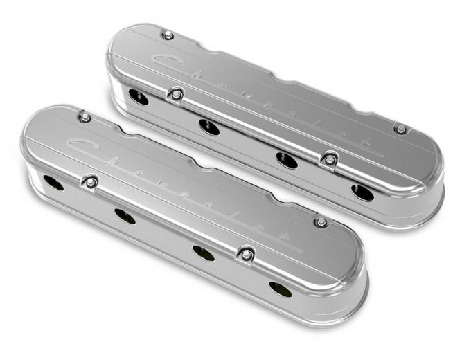Holley 2-Piece "Chevrolet" Script Valve Cover, Gen III/IV LS, Polished 241-176