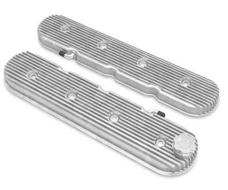 Holley Vintage Series Finned LS Valve Covers, Standard Height, Natural Cast 241-130