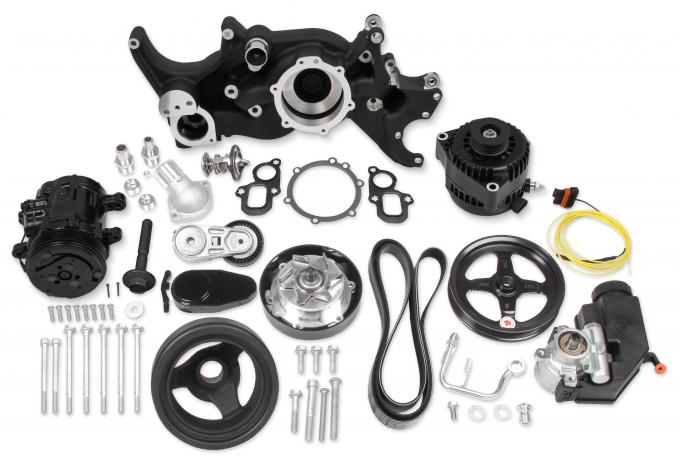 Holley Mid-Mount Complete Accessory Drive System for LT Engines -Black 20-205BK