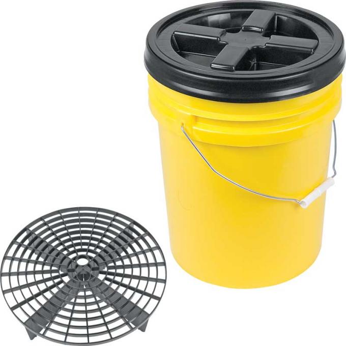 OER Authorized Grit Guard Basic Wash System 5 Gallon Yellow Pail with Black Lid K89741