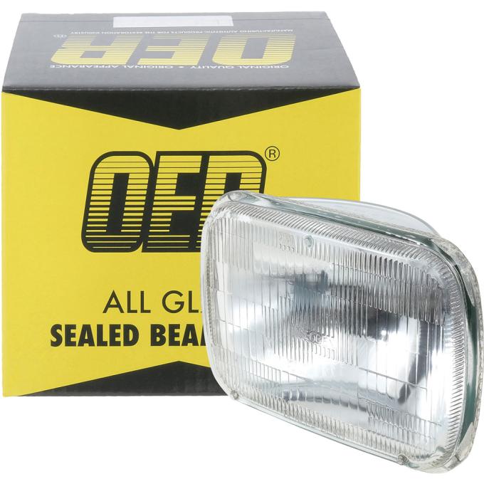 OER Headlamp Sealed Beam, 12 Volt, High / Low, 5" x 7" (142mm x 200mm), Rectangular, Halogen, (Lens Measures: 5-1/2" x 7-7/8") H6054