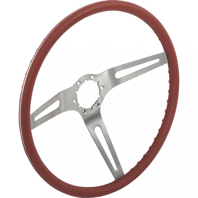 OER 1969-77 GM, Buick, Comfort Grip Cushioned Steering Wheel, 3-Spoke, Silver Spokes, Red Grip 154114