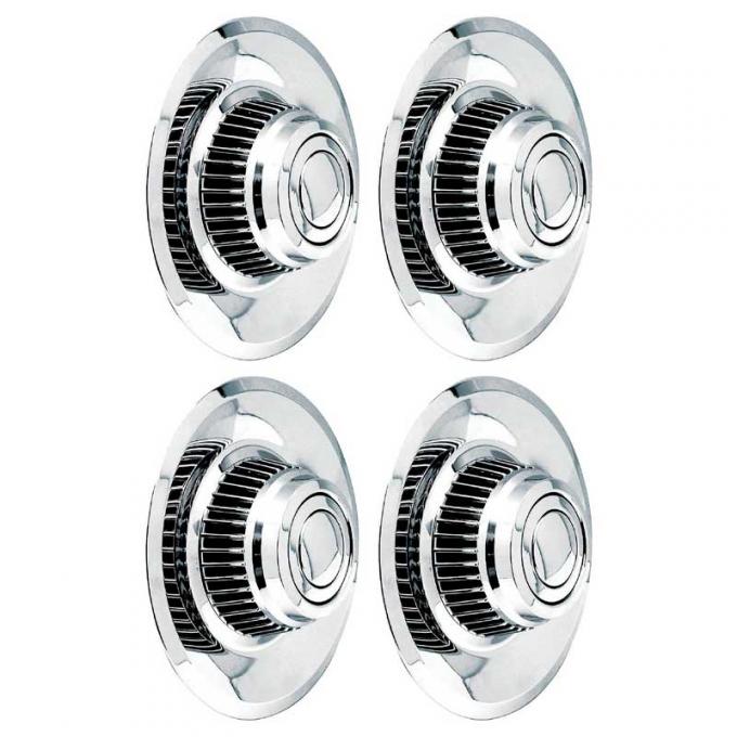 OER 1968-82 Chevrolet, Chrome Rally Wheel Derby & Cap, Short Style, w/o Wording, 4 Piece Set *WR1012A