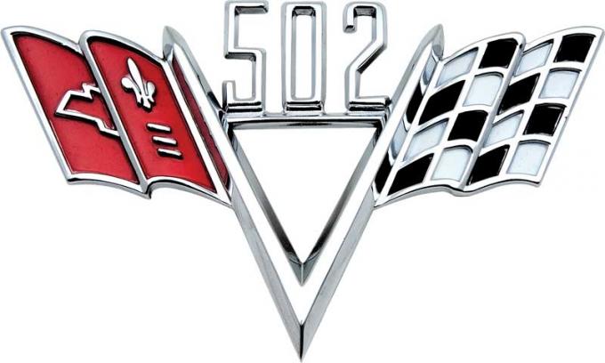OER 1963-72 Chevrolet, "502 Crossed Flags", Front Fender Emblem, Each FE502