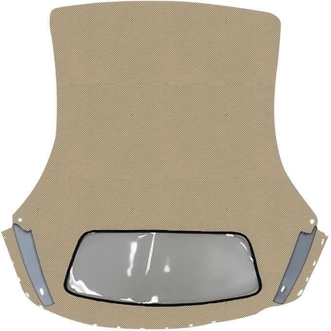 1963-67 Chevrolet C2 Corvette, Convertible Top w/ Sewn-In Plastic Window, w/ Date Stamp, Superior Pinpoint Vinyl, Dark Tan/Black