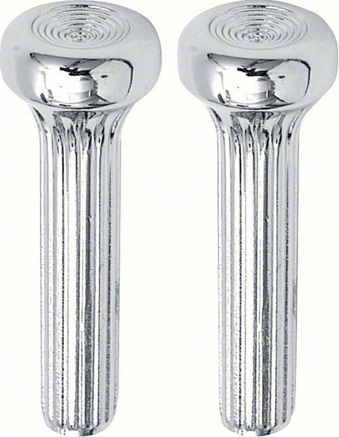 OER 1968-71 GM, Door Lock Knobs, Die-Cast Metal, Ribbed Design, Chrome K546