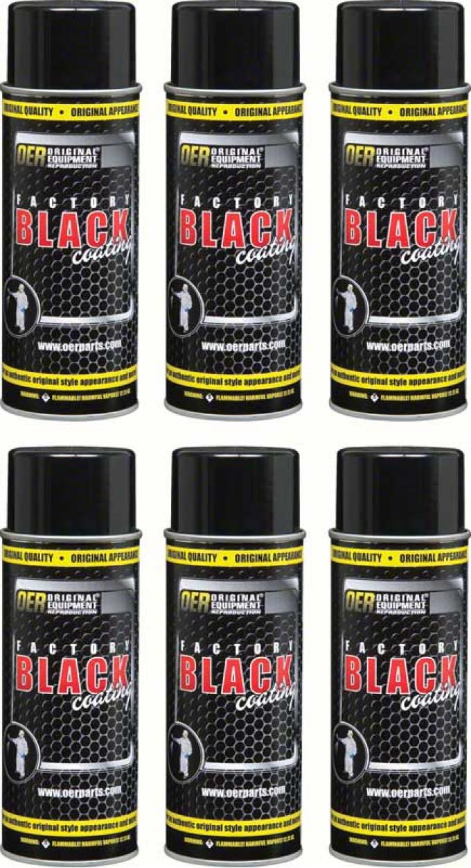 OER "Factory Black" Semi Gloss Black Paint Case of 6 - 12 Oz Aerosol Cans *K89593