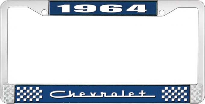 OER 1964 Chevrolet Style #5 Blue and Chrome License Plate Frame with White Lettering LF2236405B