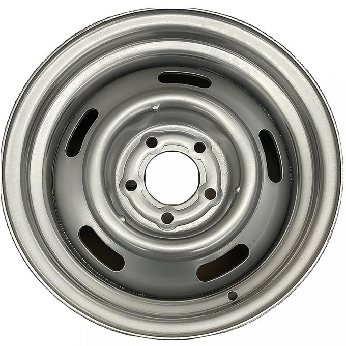 OER 1967-81 Chevrolet, Rally Wheel, Silver Powder Coated, 15" x 7", 4-1/4" Back Space, 5 on 4-3/4" Bolt Pattern WT5655C
