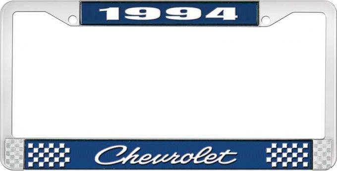 OER 1994 Chevrolet Style # 4 Blue and Chrome License Plate Frame with White Lettering LF2239404B
