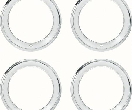 OER 1967-88 GM, Rally Wheel Trim Ring Set, 15" x 7", 2-5/8" Deep Step Lip, Stainless Steel, Set of 4 3901708