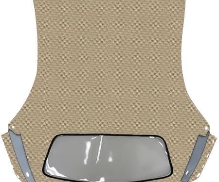 1956-58 Chevrolet C1 Corvette, Convertible Top w/ Sewn-In Plastic Window, Superior Pinpoint Vinyl, Dark Tan/Black